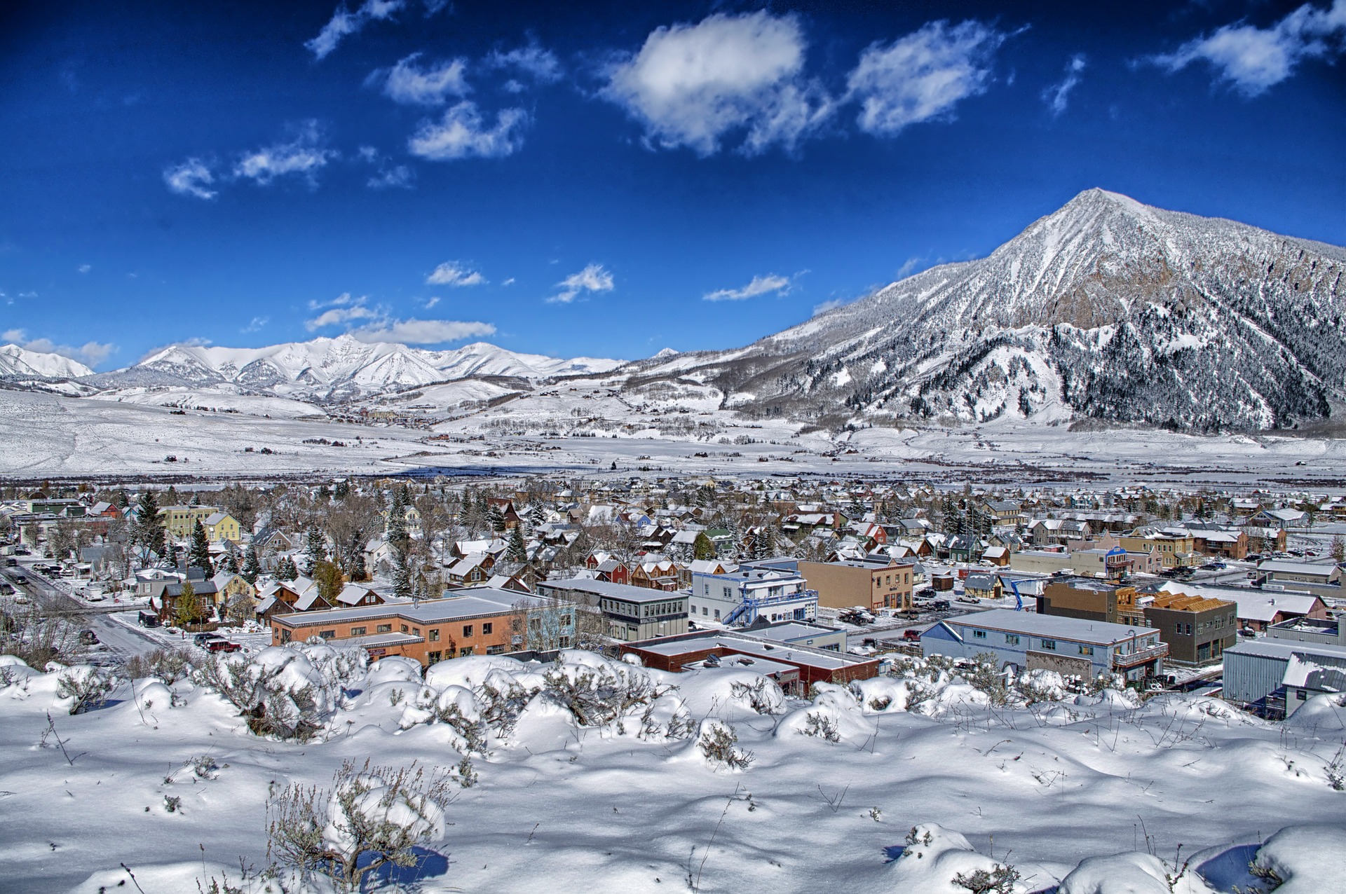 Overlook of Crested Butte, Colorado in the winter